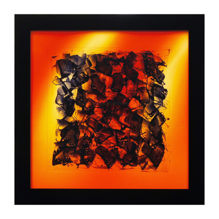 Lang2-Junges Feuer'gebrannte Glasschmelzfarben mit Echtantikglas verklebt, Reinweiss ESG-Glas, Holzrahmen, 69 x 69 x 4 cm, 2016.jpg